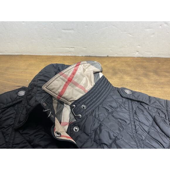 BURBERRY Brit Jacket Women's S Diamond Quilted Nova Check Black Lightweight - Picture 12 of 14